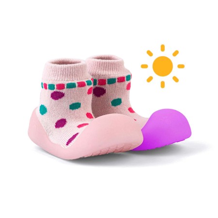 Παιδικές Καλτσοπαντόφλες Chameleon Big Toes New Polka Pink